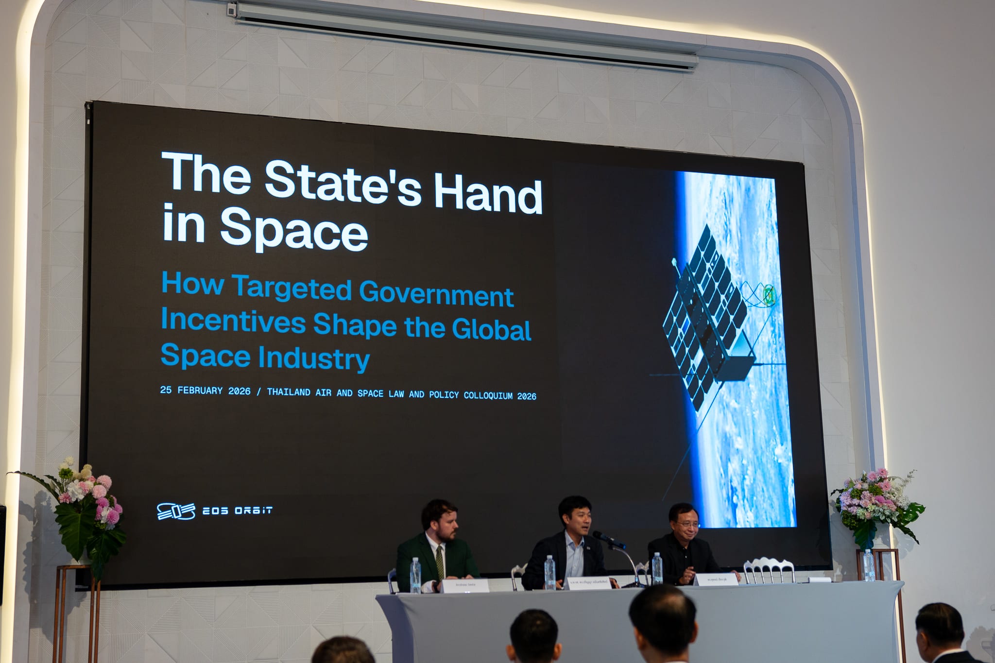 Parinya Anantachaisilp presenting The State's Hand in Space at the Thailand Air and Space Law and Policy Colloquium