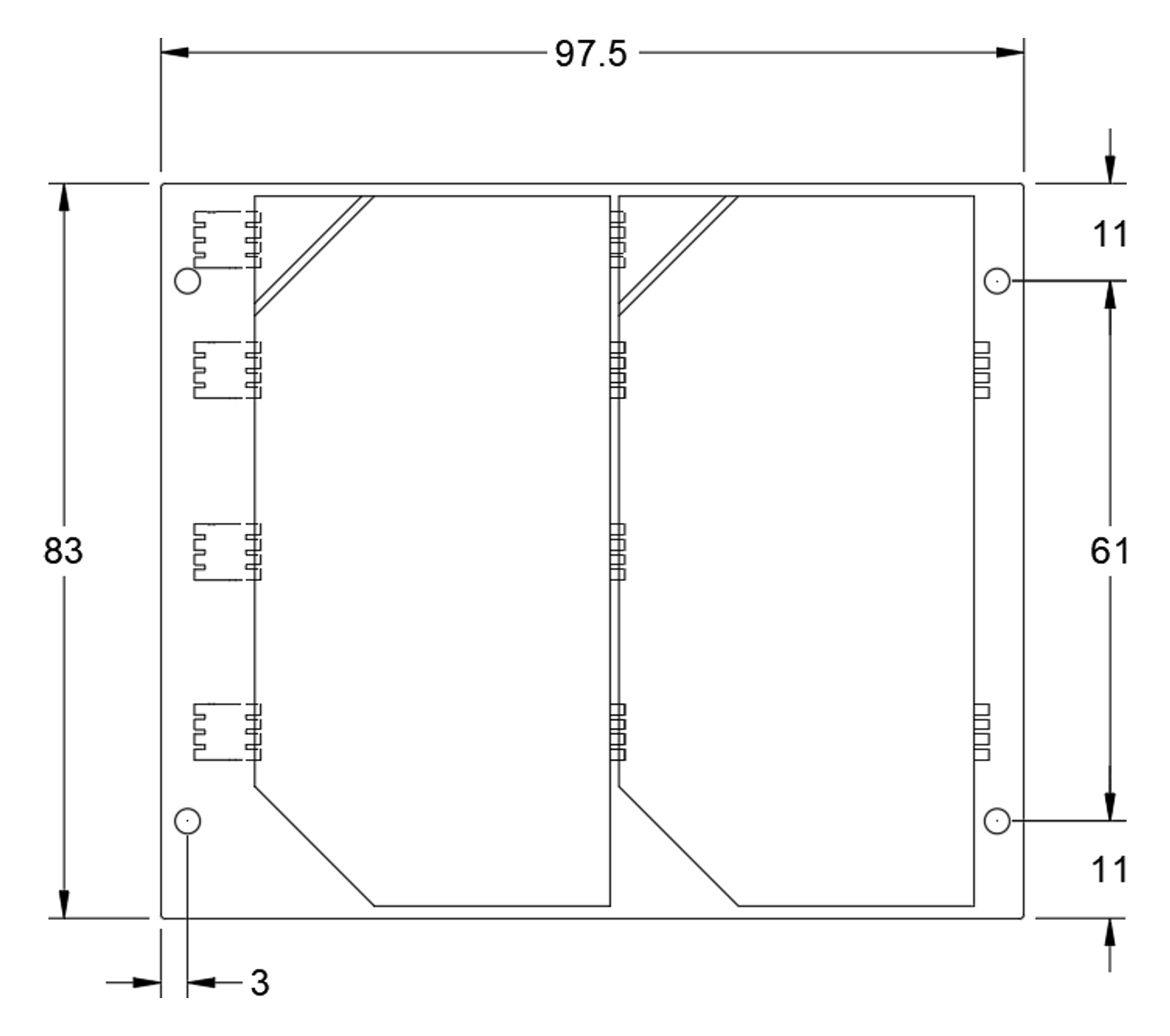 1U Solar Panel mechanical drawing