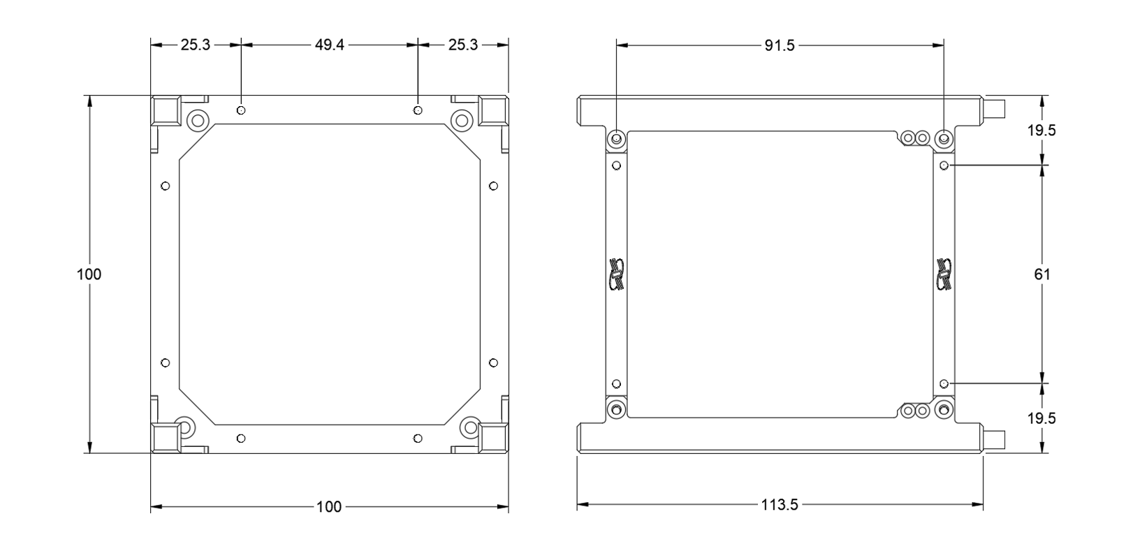 CubeSat Structure mechanical drawing